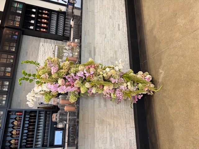 Tall wedding floral arrangement