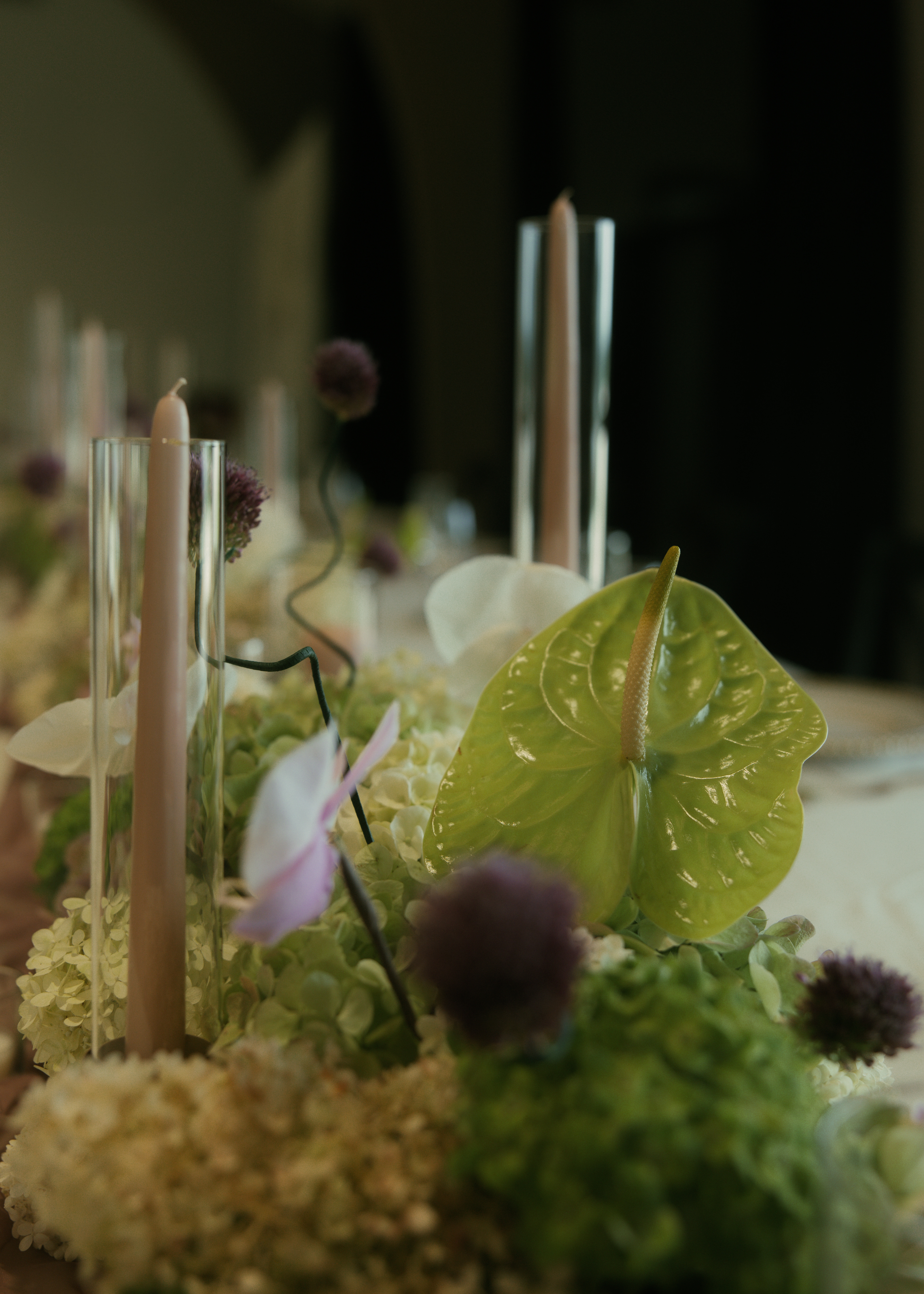 Wedding centerpiece with candles