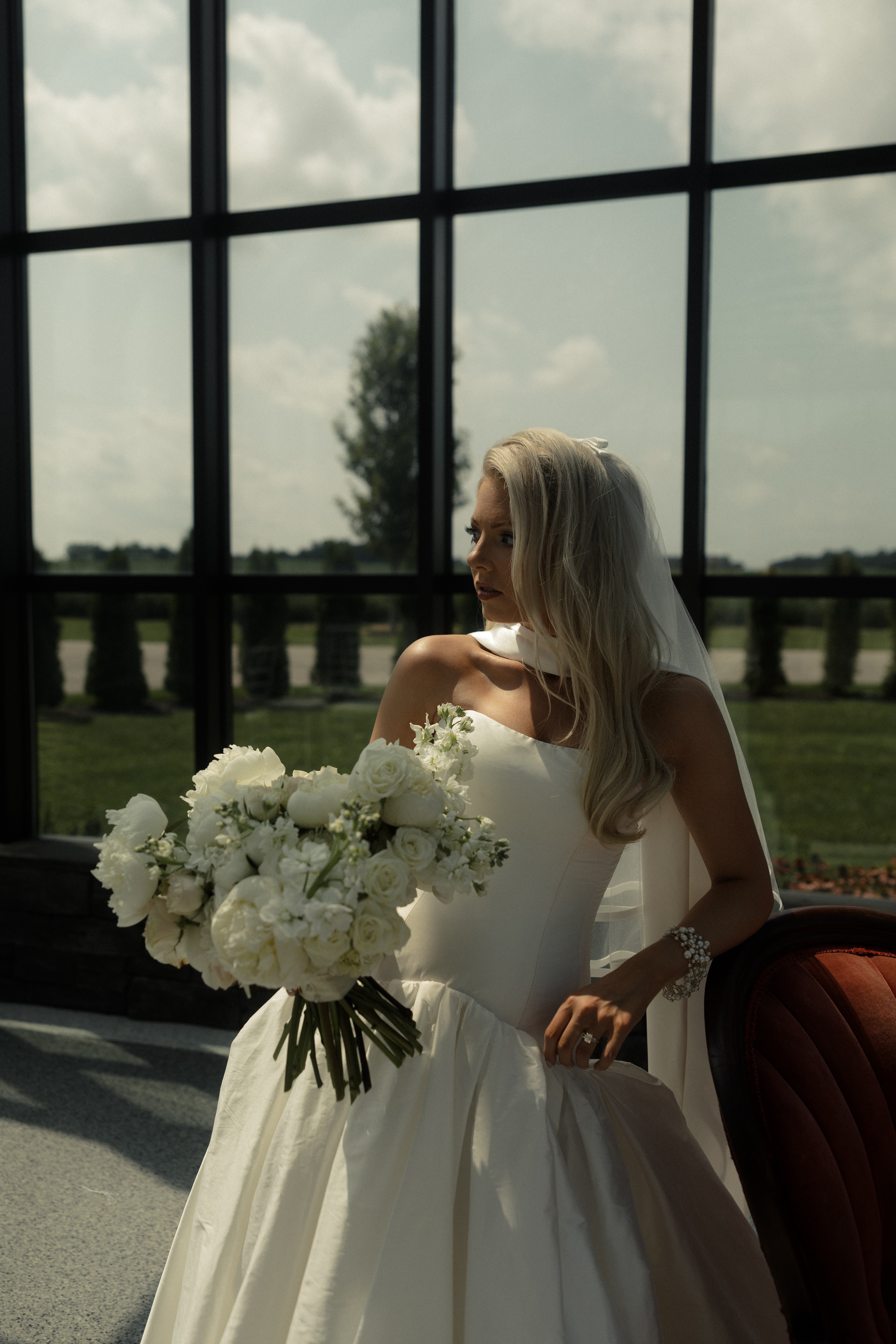Bride portrait by window